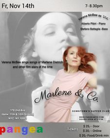 Marlenen & Co. - Verena McBee sings the songs of Marlene Dietrich and other film stars of the time show poster