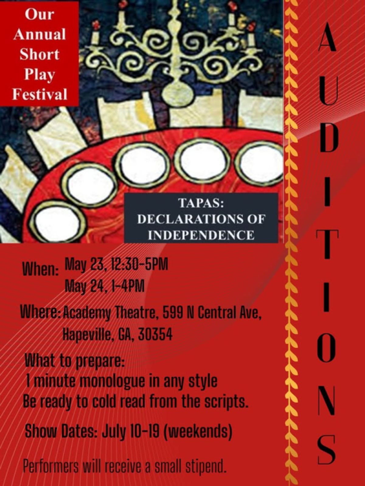 Auditions: Tapas: Declarations of Independence