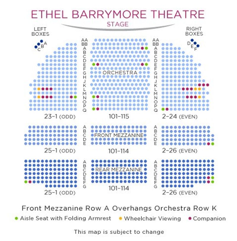 Ethel Barrymore Theatre (Broadway) Seating Chart