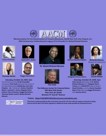 AACM New York City Chapter, Inc. 60th Anniversary Celebration is celebrating the Legacy of Co-Founder Dr. Muhal Richard Abrams StageMag