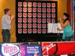 
Duke Lafoon as Bill Clinton and Christine sing "Before There
Was You" from "Monica Photo