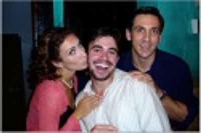 Act II stars Laura Benanti and Michael Berresse
share a moment with the Plaza waiter Photo