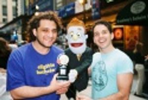 Avenue Q's Jeff Marx, Rod and Howie Michael Smith auctioning off one of their TONY Aw Photo