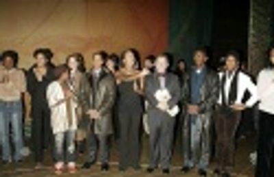 Alan Eisenberg (Actors' Equity) with the cast  Photo