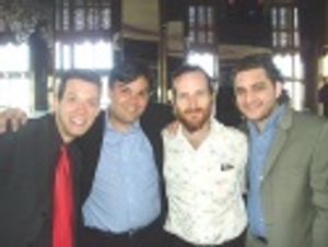 John Tartaglia, Robert Lopez, Denis O'Hare (Best Featured Nominee - Assassins) and Je Photo