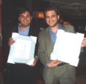 Robert and Jeff pose with their Tony Nomination Certificates  Photo
