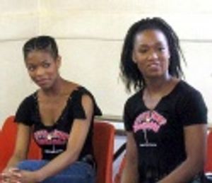 Original cast members Trisha Jeffrey (Crystal) and Carla J. Hargrove (Ronnette) relax Photo