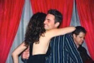 Mandy welcome her Dance of Vampires co-star 
Max von Essen to the stage  Photo