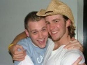 BARE star (and no stranger to Joe's Pub) Michael Arden
visits backstage with buddy,  Photo