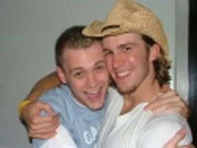 BARE star (and no stranger to Joe's Pub) Michael Arden
visits backstage with buddy,  Photo