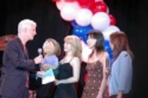 Avenue Q stars Mary Faber with Kate Monster and Ann Sanders Photo