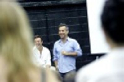 Choreographer Wayne Cilento and director Joe Mantello Photo