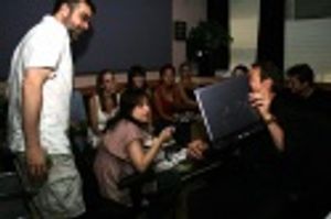 On break and looking at photos Photo