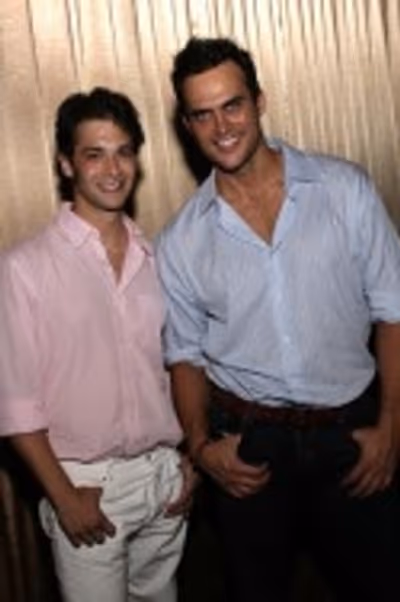 Joe Mandragona (Chad, All Shook Up tour) and Cheyenne Jackson Photo