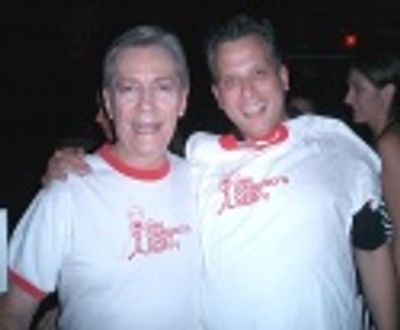 Bob Dolfin and Billy Stritch enjoying the (100% cotton) Cast Party t-shirts available Photo