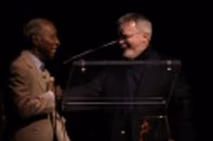 Jed Feuer (Cy's son) welcomes Joe Wilder (first African-American trumpet player on Br Photo