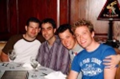 Auction winner Terry Goldman, Jimmy Babcock, John Tartaglia (Avenue Q)
and Barrett F Photo