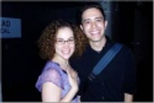 Mamma Mia!'s Britt Shubow congratulates Love's Fire pianist Adam Gwon Photo