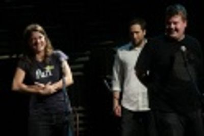 Nicole Parker, David Rossmer and James Corden Photo