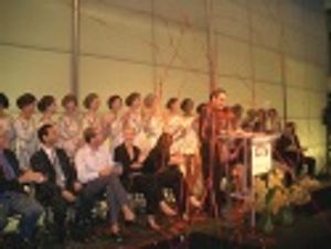 Woo hoo! Celebrating the lighting of the theaters!  Photo