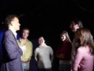 Young voice students in attendance were eager to chat with Mitchell during the recept Photo