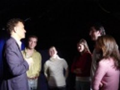 Young voice students in attendance were eager to chat with Mitchell during the recept Photo