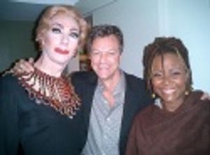 John 'Lypsinka' Epperson as Joan Crawford, Jim Caruso & Tonya Pinkins  Photo