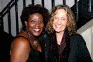 Capathia Jenkins greets her childhood music teacher Barbara Ames backstage Photo