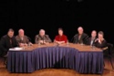 Robert Viagas, Harold Prince, Edward Albee, Lynn Ahrens, Terrence McNally, Stephen Fl Photo