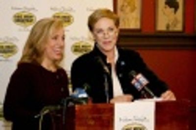 Emma Walton Hamilton and Julie Andrews take the podium Photo