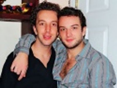Currently appearing together in "Caligula" for NYMF, Brian Golub and Euan Morton  Photo
