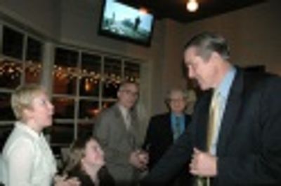 Leanne and Emily De Hope, Nick Wyman; Mark Hoebee and Sheldon Harnick in the backgrou Photo