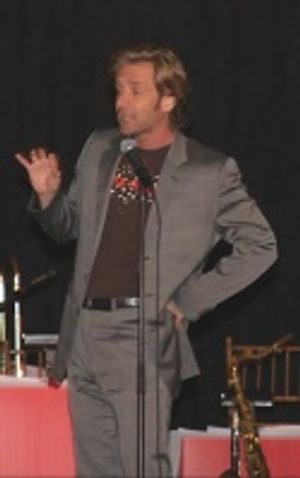 Malcolm Gets is not like the other cavemen in Pete Mill's "Caveman Song." Photo