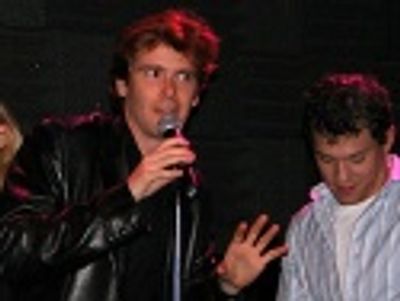 Larry O'Keefe (Bat Boy, and the upcoming Legally Blonde)
sets up the new song he wro Photo