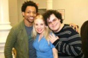 Derrick Baskin, Sarah Saltzberg and Josh Gad Photo