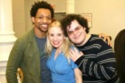 Derrick Baskin, Sarah Saltzberg and Josh Gad Photo