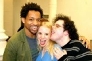 Derrick Baskin, Sarah Saltzberg and Josh Gad Photo