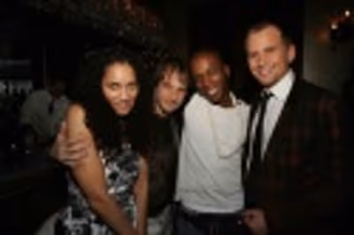 Talia Theisfield, Jason Paige, Leslie Odom Jr., UPRIGHT Producer Chris Isaacson Photo