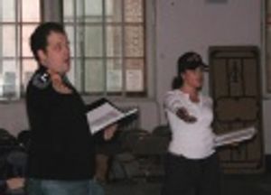 Jordan Gelber and Jenna Leigh Green pointing the way Photo