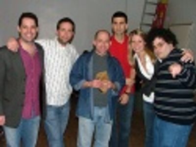 Steve Rosen, David Rossmer, Jason Kravits,
John Cariani, Kelli O'Hara and Josh Gad Photo