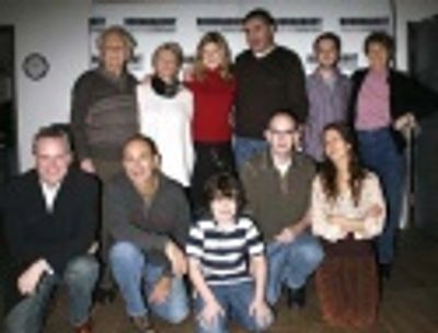 (Bottom row) Doug Hughes, Edward Hajj, Patrick Henney, Max Baker, Jessica Hecht; (Top Photo