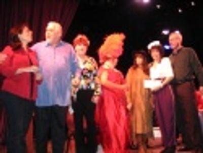 Christine Pedi, Jim Brochu,Â EthelÂ Merman impersonators, and Steve Shalchlin Photo