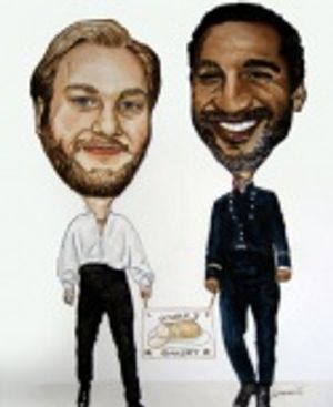 Artwork of Alexander Gemignani as Valjean and Norm Lewis as Javert Photo