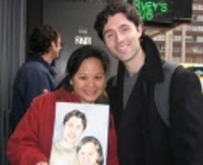 Broadway Phantom of the Opera star Peter Lockyer with wife Mel at the stage door of t Photo