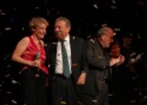 Cy Coleman and Liz Callaway share a brief moment on stage Photo