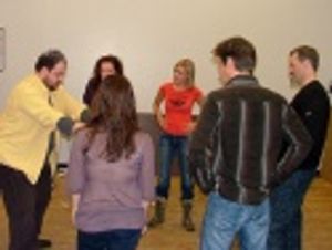 Warming up before the show! Photo