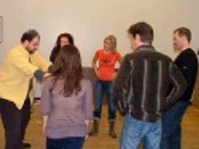 Warming up before the show! Photo