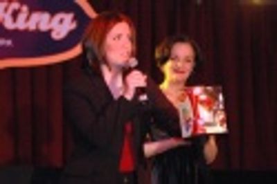 Sweeney Todd star Donna Lynne Champlin with a Mrs. Potato Head creation that she thre Photo
