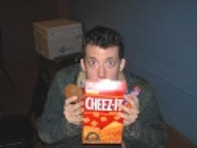John Tartaglia stopping for a snack on his way into Sunday's
sitzprobe... Photo
