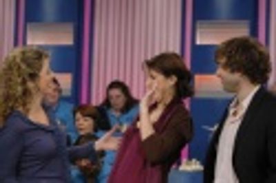 Laura Savini (VP of WLIW) interviews Stephanie J. Block and Hadley Fraser Photo